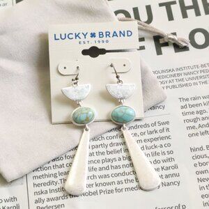 Lucky Brand Boho Chic Turquoise Dangle Earrings Gift Her Fashion Jewelry